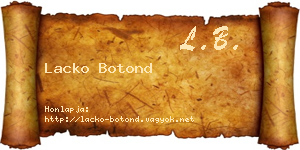 Lacko Botond névjegykártya